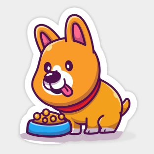 Cute Corgi Eating Dog Food Sticker